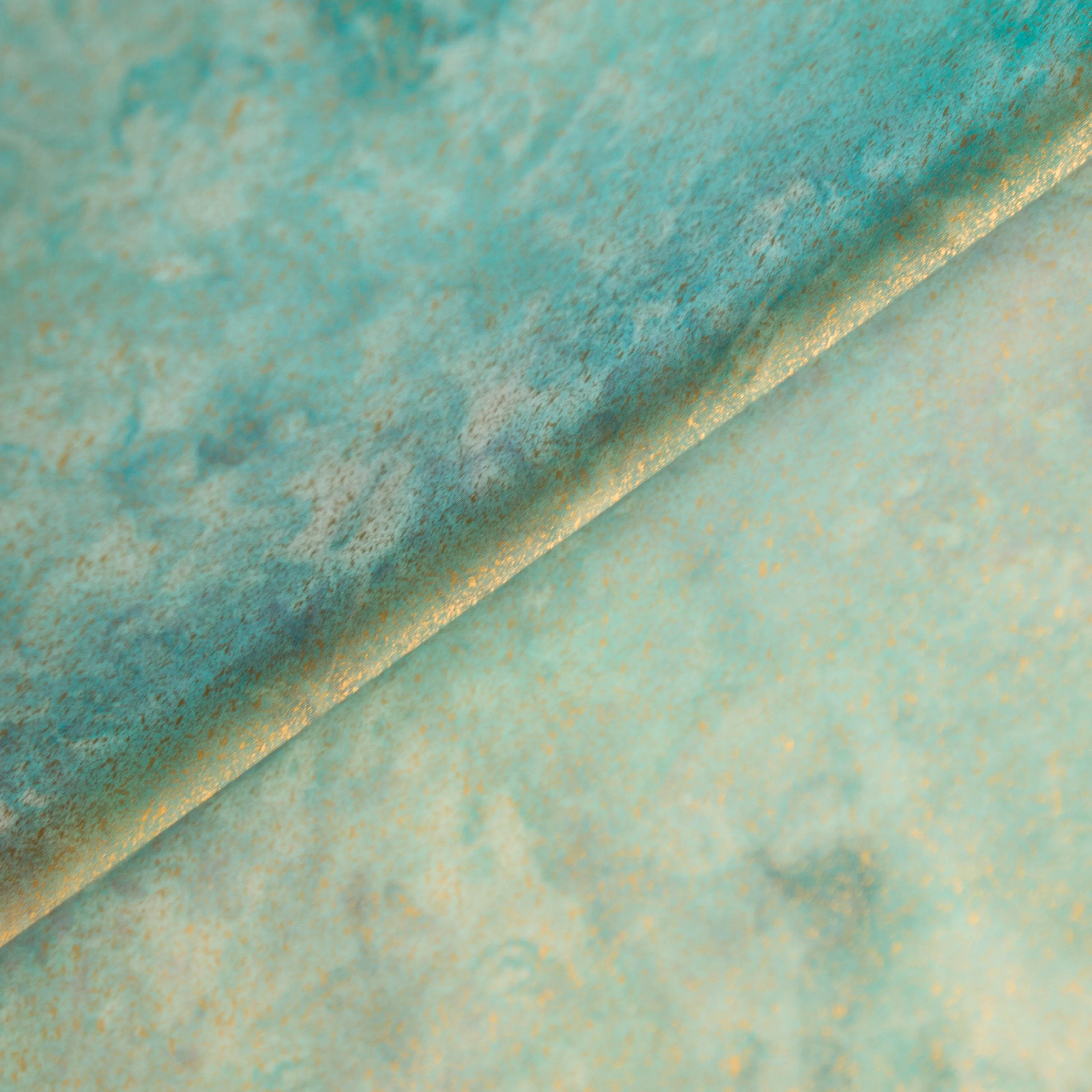 Katoen blauw roos met gouden glitters